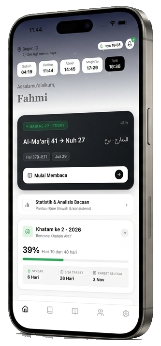 Tampilan aplikasi Qurafy menampilkan target bacaan hari ini